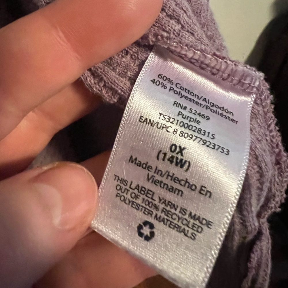 Purple Terra & Sky Waffle Shirt Size 14Wide - Picture 6 of 9